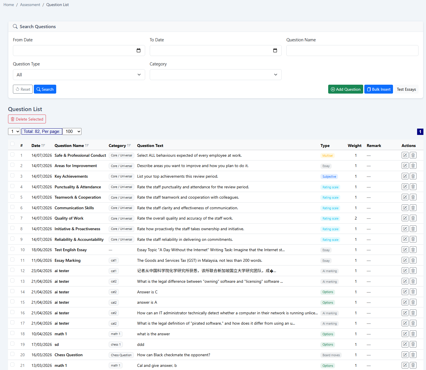 Assessment software